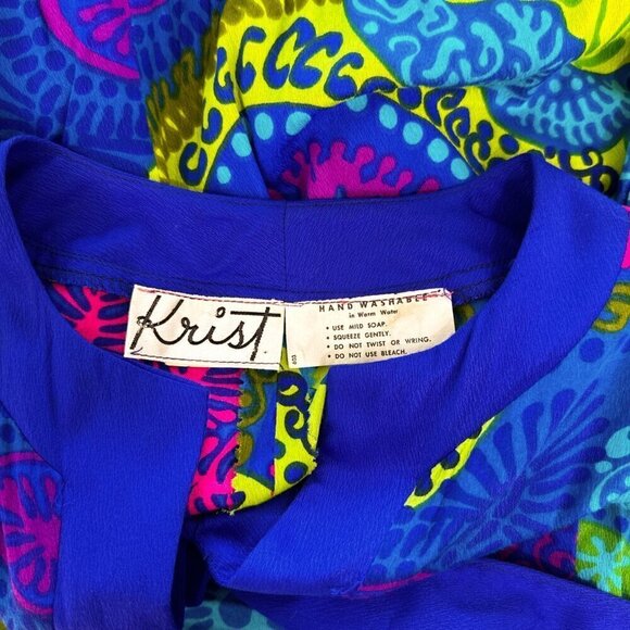 Krist Gudnason Vintage Vibrant Colorful Neon Print Maxi Dress 60's 70's S M ? - Picture 5 of 5